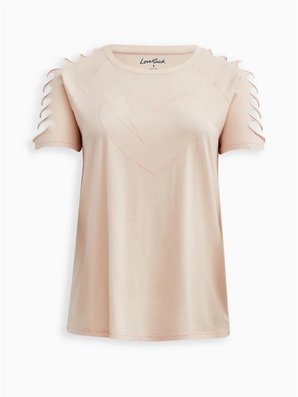 Lovesick by Torrid slash sleeve pale pink heartbeat tee Size 1 (1X 14/16)